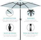 Best Choice Products 7.5ft Heavy-Duty Round Outdoor Market Table Patio Umbrella w/Steel Pole, Push Button Tilt, Easy Crank Lift - Baby Blue