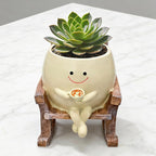 Smiley Face Planter Pot,Cute Plant Pots for Indoor Outdoor with Drainage Hole,Unique Funny Flower Pot for Succulents,Plant Gifts for Mother's Day, Birthday, Christmas