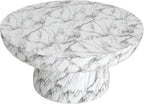 Christopher Knight Home Patsy Modern Lightweight Concrete Coffee Table, Indoor and Outdoor Round Top Accent Table, MGO Sofa End Table with Pedestal Base, No Assembly Needed, White Marble Finish