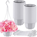 Roshtia 50 Pcs 5.9 inch Plastic Hanging Plant Pots with Hooks Flower Pots Baskets Outdoor Hanging Nursery Planter Holder for Home Garden Balcony Porch(Gray White, 5.9 inch)