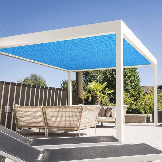 Eden's Decor Straight Flat-Edged Sun Shade Sail Rectangular 15' x 22' Blue UV-Blocking Outdoor Canopy Fabric Cloth Awning for Pergola Patio Garden Backyard Custom Size