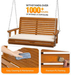 VINGLI Outdoor 4 FT Porch Swing, Heavy Duty 880 LBS Wooden Patio Swings with Cushions, Farmhouse Style Hanging Bench with Adjustable Chains for Yard | Garden | Lawn | Balcony, Brown