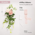 Artificial Flowers Set of 10 Pink Rose Pew Decor with Ribbon Ties