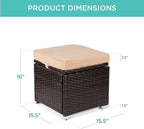 Best Choice Products Set of 2 Wicker Ottomans, Multipurpose Outdoor Furniture for Patio, Backyard, Additional Seating, Footrest, Side Table w/Storage, Removable Cushions - Brown/Beige