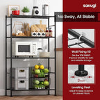 Storage Shelves - 4 Tier Shelf Organizer, Heavy Duty Garage Shelving Unit with Leveling Feet, Stable Metal Shelves Organizer for Pantry, Kitchen and Closet, 33.0" W x 12.6" D x 57.2" H, Black