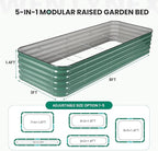 8×3×1.4FT Galvanized Raised Garden Bed Outdoor, Metal Raised Garden Bed Kit, Large Planter Raised Beds, 5 In1 Modular Raised Planter Box Outdoor,Raised Beds for Gardening for Vegetables Flowers Herbs