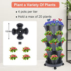 GameXcel Vertical Planter, 5 Tier Stackable Strawberry Planter with Garden Tool Set, Movable Indoor/Outdoor Garden Herb Pot for Growing Vegetables and Succulents, Dark Gray