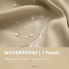 Water Proof Outside Curtains with Grommet Top for Porch, W52 x L120 Thermal Insulated Washable Light Block Outdoor Divider Drapes for Patio Gazebo Deck Pool Area Pergola Cabana (Beige, 2 Panels)