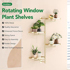 Rotating Window Shelves for Multiple Plants Indoor,4-tier Metal Corner golden Plant Stand Holder Floating Hanger Shelf for Wall，Windows Sill Gifts for Planter Lover to Enhance Home Decor