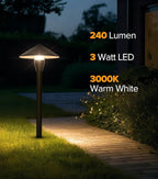 LUTEC 12V Low Voltage Pathway Lights, Die-cast Aluminum Pathway Lights with Connectors，IP65 Waterproof Outdoor Landscape Lighting, 3W 240LM Warm White 3000K for Path, Yard, Garden, 8 Pack