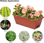 Window Box Planter, 6 Packs 17 Inches Rectangle Planters Box with Drainage Holes and Trays, Vegetable Planters for Windowsill Patio Garden Home Decor Porch Yard Red