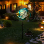 HONGLAND Outdoor Fish Solar Garden Lights with LED Light, Metal Fish Design Waterproof Solar Garden Decorative Stake for Lawn, Yard, Patio, Landscape Decoration