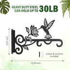 4-Pack Aesthetic Plant Hangers Outdoor – 10 Inch Metal Hanging Plant Bracket with Beautiful Hummingbird Pattern – Anti Rust Plant Hooks for Hanging Plants, Bird Feeder, Windchime, Lantern