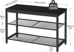 HOOBRO Shoe Bench, 3-Tier Shoe Rack, Industrial Shoe Organizer Storage Bench, 29.5 inches Entry Bench with Mesh Shelves, for Entryway, Living Room, Hallway, Easy Assembly, Black BB75HX01