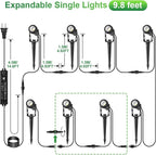 2 Pack Extendable Outdoor Landscape Lights, 12V Low Voltage Landscape Lighting IP65 Waterproof Plug-in Outdoor Spotlights for Yard House Pathway Tree Pools (2700K Warm White, NO Plug)