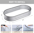 Raised Garden Bed, 6x3x1ft Galvanized Outdoor Planter Beds with Safety Edging and Gloves, Oval Metal Planter Box for Gardening Vegetables Flowers Herb-Sliver