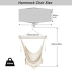 Hammock Chair，Max 330lbs, Large Hanging Chair, Soft Cotton Rope Swing Chair with High Load-Bearing Metal Rod,Indoor Outdoor Garden Yard Living Room Use Beige