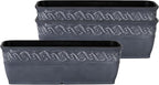 Classic Home and Garden Corinthian Rectangular Trough Window Box Planter, 10", Storm Gray, Pack of 3