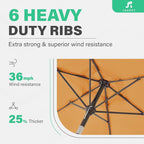 JEAREY 7.5FT Patio Umbrella Market Table Umbrella with 6 Sturdy Ribs, Push Button Tilt/Crank Outdoor Umbrella for Garden, Deck, Backyard, Pool and Beach,Tropical Orange