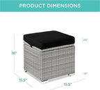 Best Choice Products Set of 2 Wicker Ottomans, Multipurpose Outdoor Furniture for Patio, Backyard, Additional Seating, Footrest, Side Table w/Storage, Removable Cushions - Gray/Black