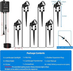 All-in-One Low Voltage Landscape Lighting, Dusk to Dawn Transformer Timer, Waterproof Spotlights, Dimmable LED Outdoor Landscaping Lights Kit for Yard Backyard Tree House 24V (6 pack warm white)