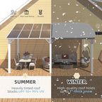 AECOJOY 16' x 8' White Gazebo Outdoor Pergola for Patio, Hard Top Lean to 8x16 Gazebo Shelter Pergolas and Gazebos Clearance with Patio Roof, Large Wall-Mounted Heavy Duty Awnings for Backyard