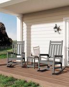 GarveeLife Outdoor Side Table 2-Tier, 18 in HDPE All Weather Resistant Patio Side Tables for Outside, End Table for Patio Pool Deck Indoor Backyard, Grey