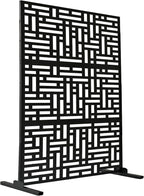 Oakland Living 6 ft. X 4 ft. Black Freestanding Metal Privacy Screen Room Divider