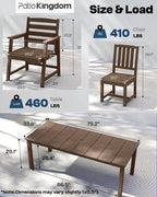 Brown 9-Piece Outdoor Dining Set with Beige 11FT Cantilever Umbrella, 75.2'' HDPE Table & Chairs for 8, Weather-Resistant Furniture with Umbrella Hole for Patio, Lawn, Poolside