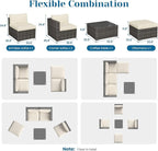 Outdoor Patio Furniture Set, Rattan Outdoor Sectional Furniture, Patio Conversation Sets for Balcony, Porch, Backyard, Deck, Garden, Beige