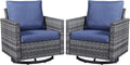 Belord Wicker Chairs Outdoor Bistro Set Oversize Patio Swivel Rocker, Rattan Outdoor Seating Set of 2 Swivel Glider Chairs Wicker Furniture for Porch Deck Backyard with Water-Resistant