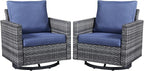 Belord Wicker Chairs Outdoor Bistro Set Oversize Patio Swivel Rocker, Rattan Outdoor Seating Set of 2 Swivel Glider Chairs Wicker Furniture for Porch Deck Backyard with Water-Resistant