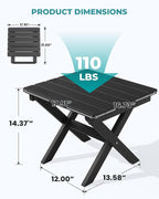 Side Table Folding Adirondack Style, Black HDPE, 110 lb Capacity