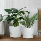 12inch Large Self Watering Plant Pot, Plastic Cylinder Planter with 60Oz Deep Reservoir and Saucer for Indoor Outdoor Plants Flowers Houseplants, White