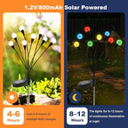 ALSO GO Solar Garden Lights, Solar Firefly Lights Outdoor 8 Pack 64 LEDs, Color Changing Swaying Light for Yard Patio Pathway Holiday Decoration, Iron Wire & Heavy Bulb Base, Gardening Gifts