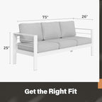 Solaste Outdoor Couch Aluminum Patio Furniture Sofa, 3-Seat All-Weather Metal Outdoor Patio Furniture with Cushions,Light Grey