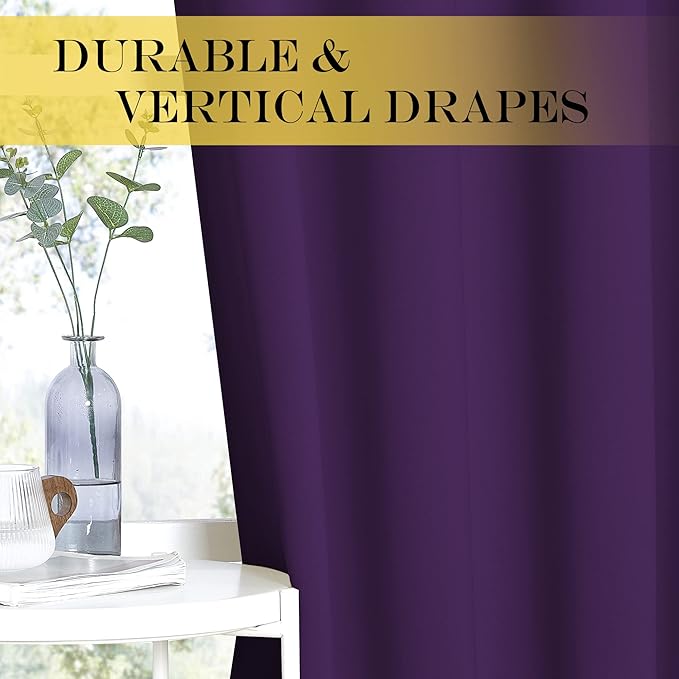 NICETOWN Blackout Room Divider Curtains for Sliding Glass Doors 102 Inches Long 1 Panel, Extra Wide Curtains for Doorway Patio Bedroom Living Room (Royal Purple, 80Wx102L, 1 Panel)