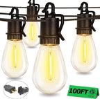 100FT Outdoor String Lights with 35 Shatterproof Patio Deals S14 Vintage Edison Bulbs E12 Sockets,2700K Dimmable Outdoor Lights,IP55 Waterproof LED String Lights for Outside, Patio Lights