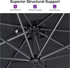 PURPLE LEAF 8'×8' Patio Cantilever Umbrella with Base Included Offset Outdoor Umbrella with cover Square umbrella outdoor patios for Backyard Pool Garden Grey