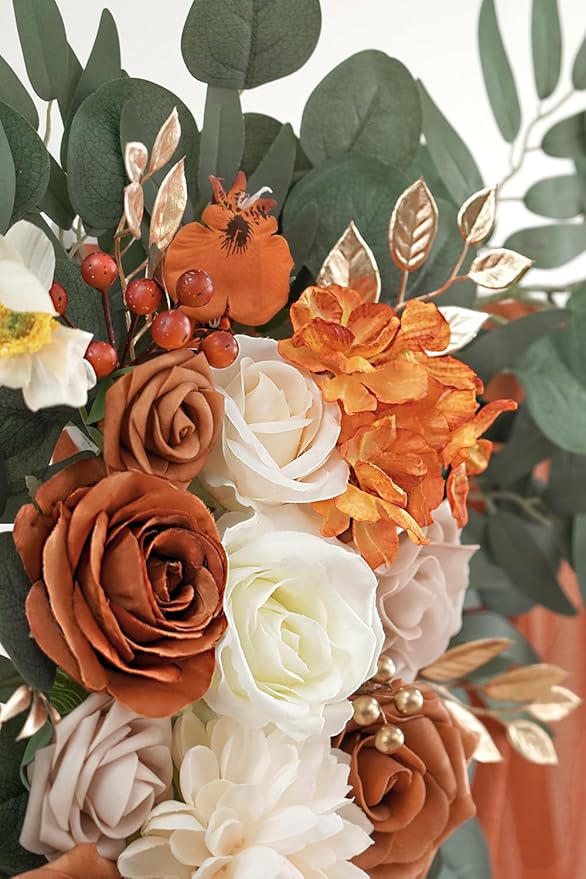 Artificial Flowers Swag Kit, Burnt Orange, 26 Ft Draping Fabric