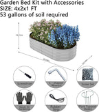 Galvanized Planter Outdoor Galvanized Metal Planter Round Raised Garden Bed Kit for Gardening Outdoor 1CP Gray 4X2X1FT