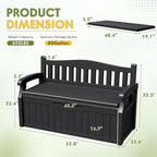 Greesum 80 Gallon Outdoor Storage Bench Deck Box with Cushion & Armrest, Lockable, Waterproof UV Resistant, Comfortable Seating for Patio, Pool, Garden, Black