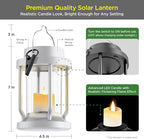 Solar Lantern Outdoor & Indoor Use – Hanging Solar Lights with Realistic Flickering Flameless Candle, Weatherproof for Gardens, Patios, Trees, and Lawns (White, 4 Pack)