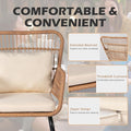 Bistro Set, 3-Piece Yellow Rattan Wicker Patio Set with Glass Table
