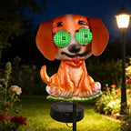 Dog Solar Garden Stakes with Cute Moving Eyeball Lights for Outdoor Yard Patio Decor, 39.3" Dog Solar Lights Outdoor Metal Garden Decor for Outside