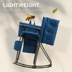 EVER ADVANCED Lightweight Folding Rocking Camping Chair, Padded Portable Rocker Chair for Patio, Lawn and Outdoors, Heavy Duty Hard Armchair for Adults, Blue