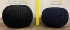 COTTON CRAFT Round Dori Pouf - Cotton Braid Cord Cable Knitted Ottoman - Foot Stool - Footrest - Floor Pouf - Woven Ottoman - Bean Bag - Living Room Dorm - 20 inches Diameter x 14 Height - Deep Plum