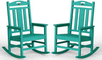 Ciokea Oversized Outdoor Rocking Chairs Set of 2, 380lbs Heavy-Duty Large Patio Rocker, High Back Cozy Porch Chairs, Weather Resistant Patio Rocking Chairs for Outside, Fire Pit, Deck, Aruba Blue
