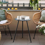 1 Pack Metal Outdoor Side Table Small Outside Round End Table for Patio Modern Accent Garden Corner Table for Small Spaces, Balcony, Porch, Weather-Resistant, Plant Stand Indoor, Round Mosaic