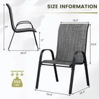 UDPATIO Patio Chairs Set of 2, Stackable Outdoor Dining Chairs with High Back, Breathable Textilene Fabric Outdoor Chair All Weather, 350LBS Capacity for Garden, Backyard (Dark Grey)